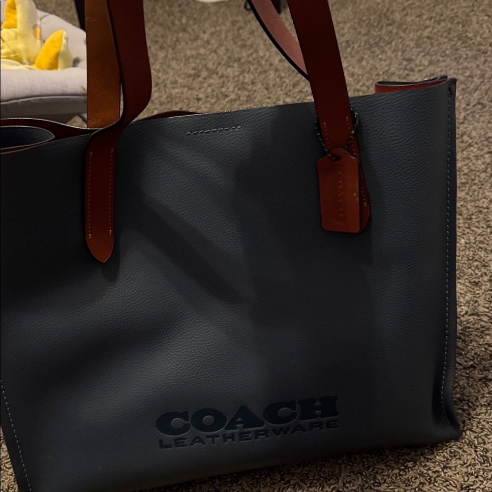 Coach Leatherware Dark Gray Tote with Brown Handles - Picture 4 of 4